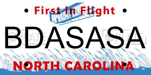 BDASASA North Carolina License Plate