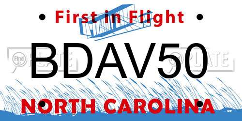 BDAV50 North Carolina License Plate