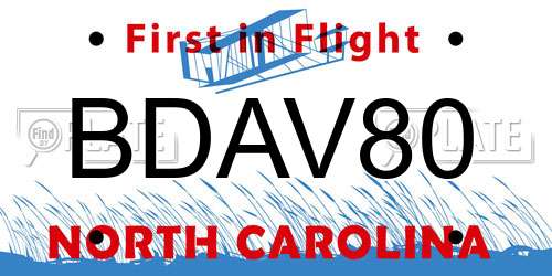 BDAV80 North Carolina License Plate