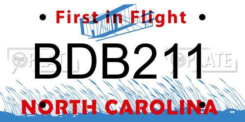 BDB211 North Carolina License Plate