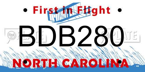 BDB280 North Carolina License Plate