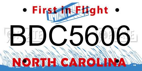 BDC5606 North Carolina License Plate