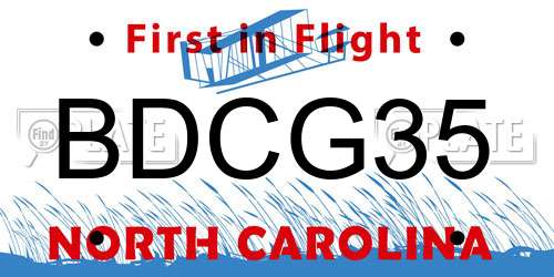 BDCG35 North Carolina License Plate
