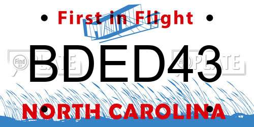 BDED43 North Carolina License Plate