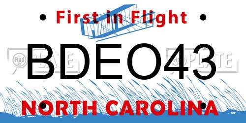 BDEO43 North Carolina License Plate