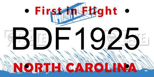 BDF1925 North Carolina License Plate