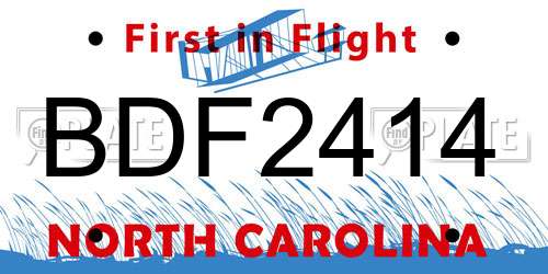 BDF2414 North Carolina License Plate