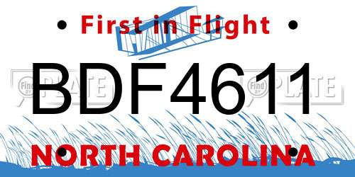 BDF4611 North Carolina License Plate