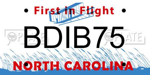 BDIB75 North Carolina License Plate