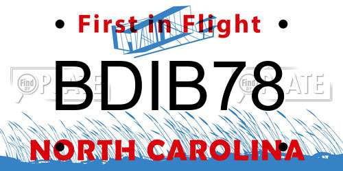 BDIB78 North Carolina License Plate