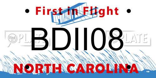 BDII08 North Carolina License Plate