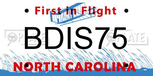 BDIS75 North Carolina License Plate