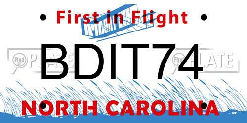 BDIT74 North Carolina License Plate