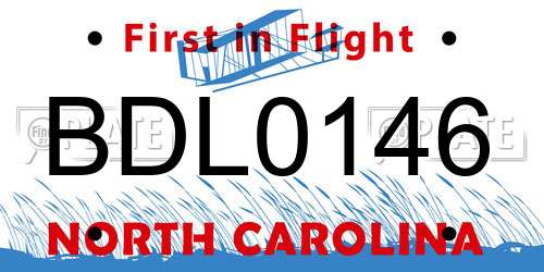 BDL0146 North Carolina License Plate