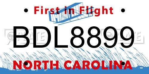 BDL8899 North Carolina License Plate
