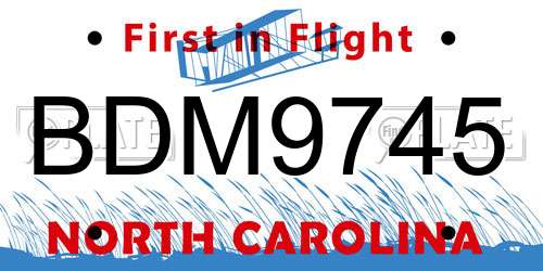 BDM9745 North Carolina License Plate