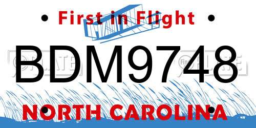 BDM9748 North Carolina License Plate