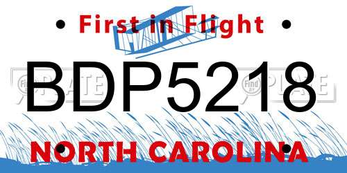 BDP5218 North Carolina License Plate