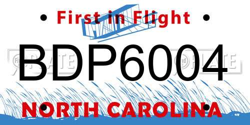 BDP6004 North Carolina License Plate