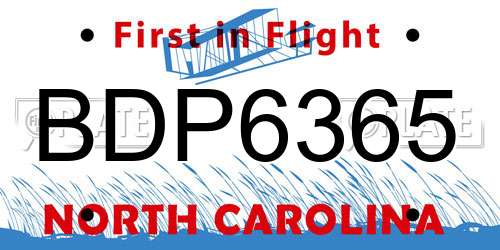 BDP6365 North Carolina License Plate