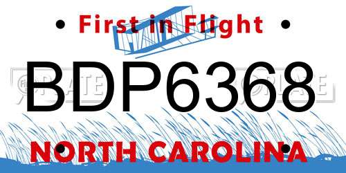 BDP6368 North Carolina License Plate