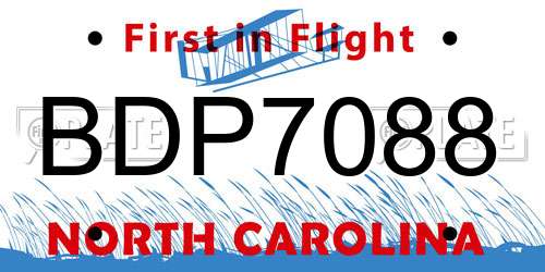 BDP7088 North Carolina License Plate