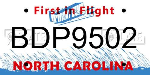 BDP9502 North Carolina License Plate