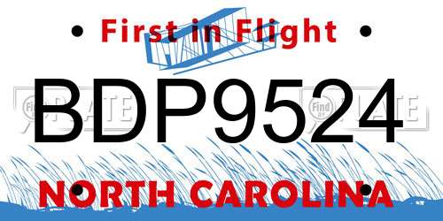 BDP9524 North Carolina License Plate