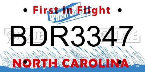 BDR3347 North Carolina License Plate