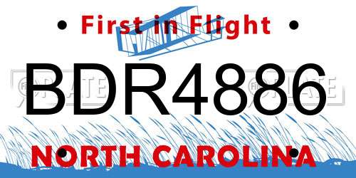BDR4886 North Carolina License Plate