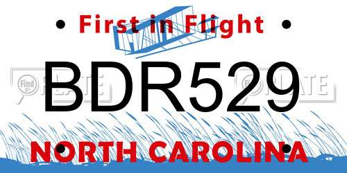 BDR529 North Carolina License Plate