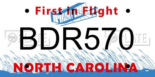 BDR570 North Carolina License Plate