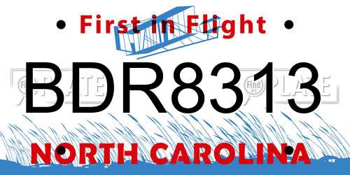 BDR8313 North Carolina License Plate