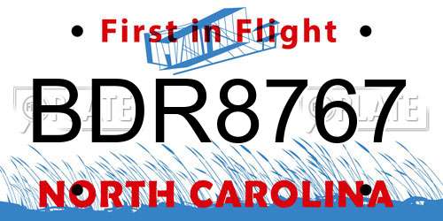 BDR8767 North Carolina License Plate