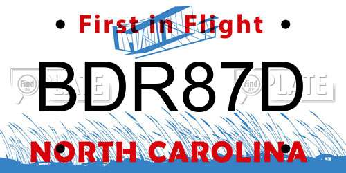 BDR87D North Carolina License Plate