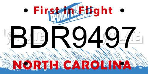 BDR9497 North Carolina License Plate
