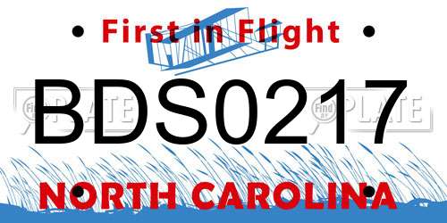 BDS0217 North Carolina License Plate