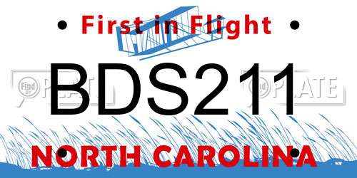 BDS211 North Carolina License Plate
