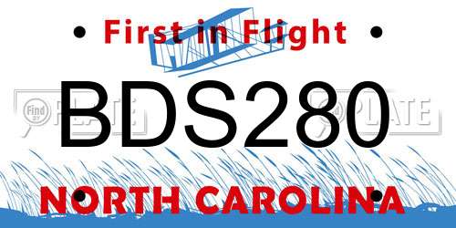 BDS280 North Carolina License Plate