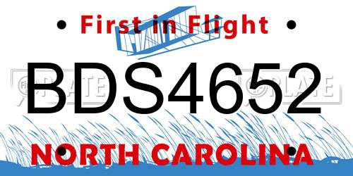 BDS4652 North Carolina License Plate