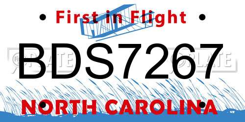 BDS7267 North Carolina License Plate