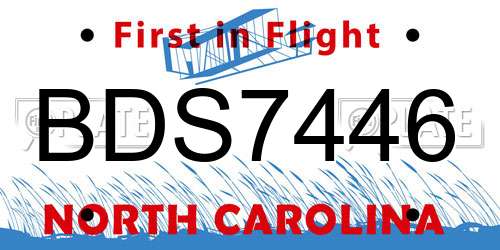 BDS7446 North Carolina License Plate