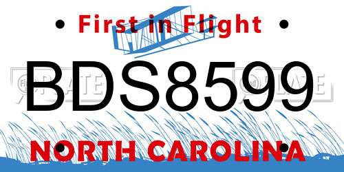 BDS8599 North Carolina License Plate