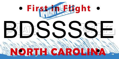 BDSSSSE North Carolina License Plate