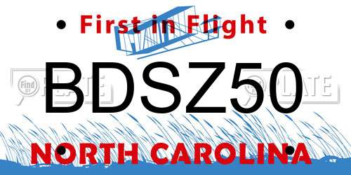 BDSZ50 North Carolina License Plate