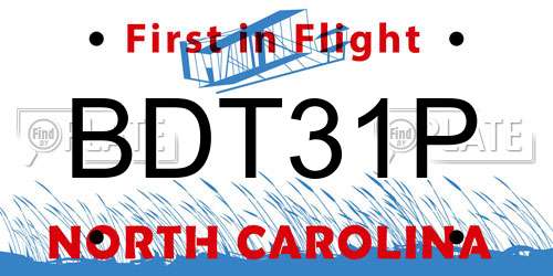 BDT31P North Carolina License Plate