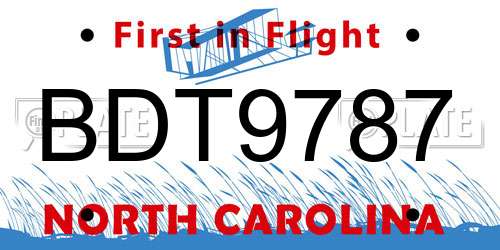 BDT9787 North Carolina License Plate