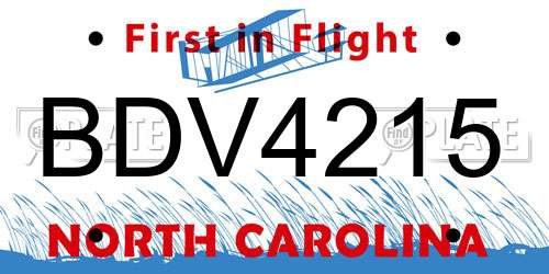 BDV4215 North Carolina License Plate