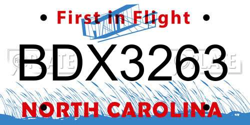 BDX3263 North Carolina License Plate