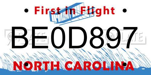 BE0D897 North Carolina License Plate